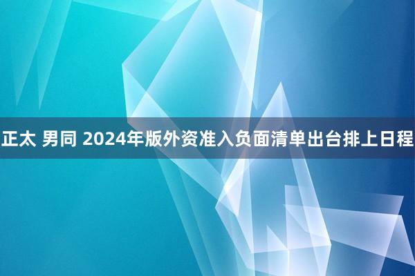 正太 男同 2024年版外资准入负面清单出台排上日程