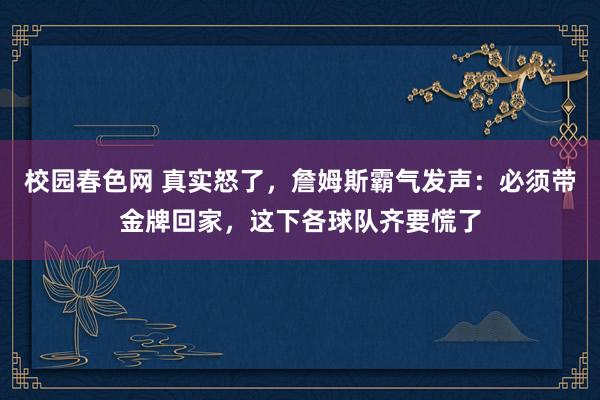 校园春色网 真实怒了，詹姆斯霸气发声：必须带金牌回家，这下各球队齐要慌了