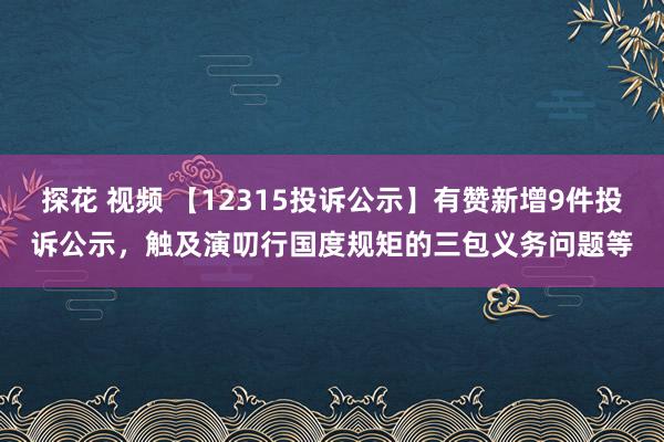 探花 视频 【12315投诉公示】有赞新增9件投诉公示，触及演叨行国度规矩的三包义务问题等