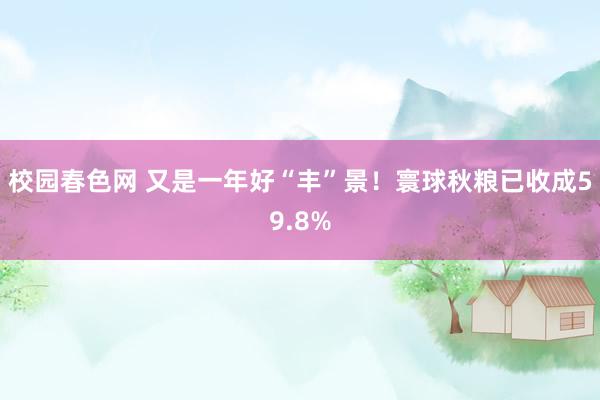 校园春色网 又是一年好“丰”景！寰球秋粮已收成59.8%