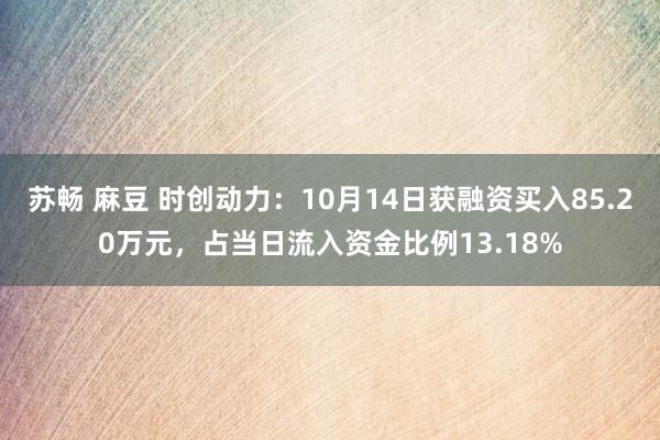 苏畅 麻豆 时创动力：10月14日获融资买入85.20万元，占当日流入资金比例13.18%