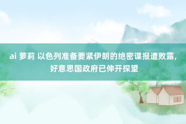 ai 萝莉 以色列准备要紧伊朗的绝密谍报遭败露， 好意思国政府已伸开探望