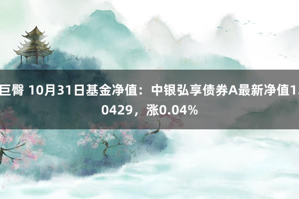 巨臀 10月31日基金净值：中银弘享债券A最新净值1.0429，涨0.04%