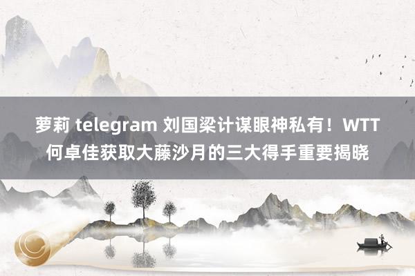 萝莉 telegram 刘国梁计谋眼神私有！WTT何卓佳获取大藤沙月的三大得手重要揭晓