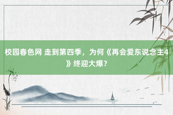 校园春色网 走到第四季，为何《再会爱东说念主4》终迎大爆？