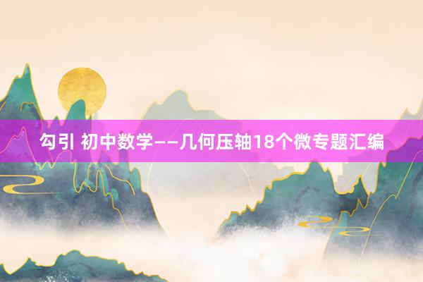 勾引 初中数学——几何压轴18个微专题汇编