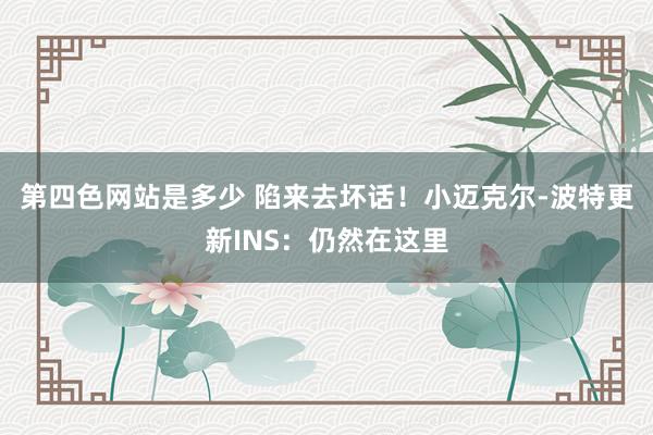 第四色网站是多少 陷来去坏话！小迈克尔-波特更新INS：仍然在这里