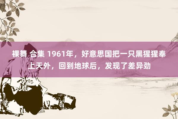 裸舞 合集 1961年，好意思国把一只黑猩猩奉上天外，回到地球后，发现了差异劲