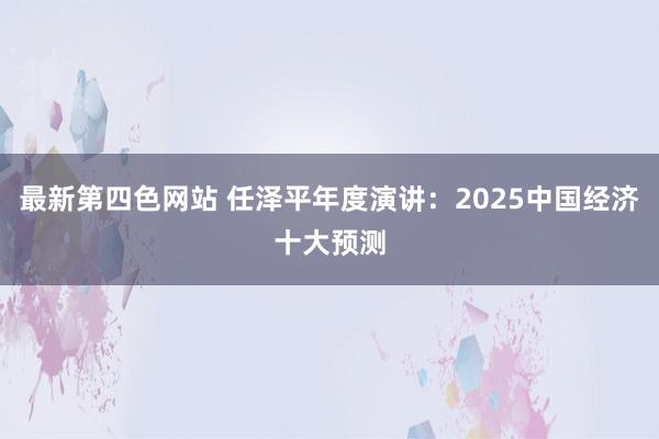 最新第四色网站 任泽平年度演讲：2025中国经济十大预测