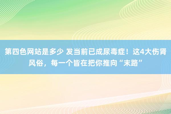 第四色网站是多少 发当前已成尿毒症！这4大伤肾风俗，每一个皆在把你推向“末路”