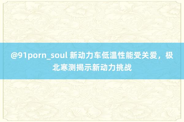 @91porn_soul 新动力车低温性能受关爱，极北寒测揭示新动力挑战