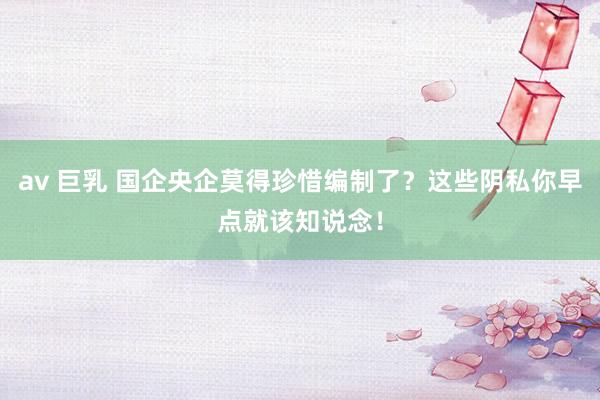 av 巨乳 国企央企莫得珍惜编制了？这些阴私你早点就该知说念！