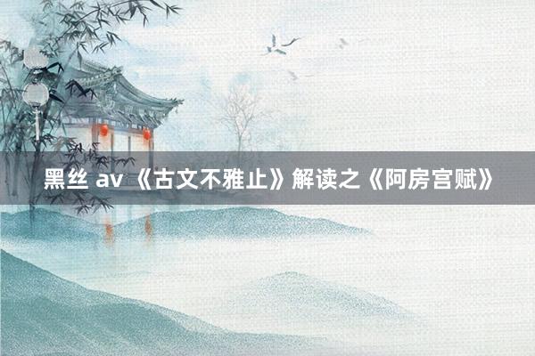 黑丝 av 《古文不雅止》解读之《阿房宫赋》