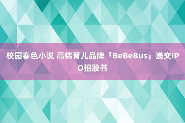 校园春色小说 高端育儿品牌「BeBeBus」递交IPO招股书