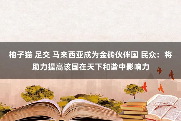 柚子猫 足交 马来西亚成为金砖伙伴国 民众：将助力提高该国在天下和谐中影响力