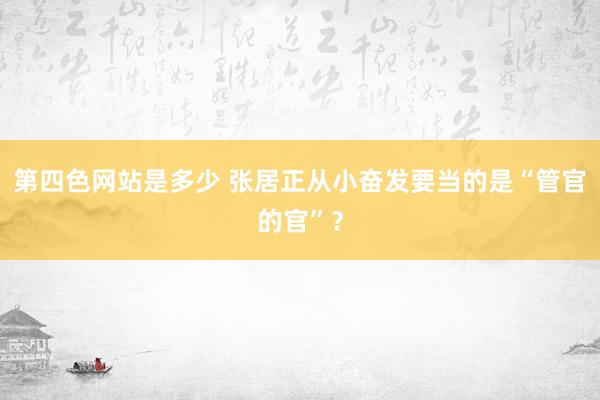 第四色网站是多少 张居正从小奋发要当的是“管官的官”？