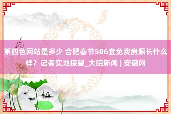 第四色网站是多少 合肥春节506套免费房源长什么样？记者实地探望_大皖新闻 | 安徽网