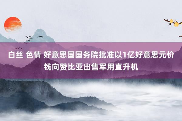 白丝 色情 好意思国国务院批准以1亿好意思元价钱向赞比亚出售军用直升机