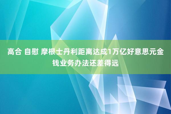 高合 自慰 摩根士丹利距离达成1万亿好意思元金钱业务办法还差得远