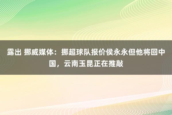 露出 挪威媒体：挪超球队报价侯永永但他将回中国，云南玉昆正在推敲